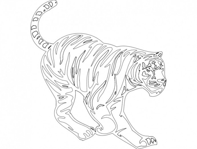 Скачать dxf - Рисунок тигра раскраска тигра рисунок тигра карандашом тигра