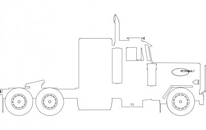 Скачать dxf - Чертёж грузовик peterbilt peterbilt 379 габаритный чертеж truck