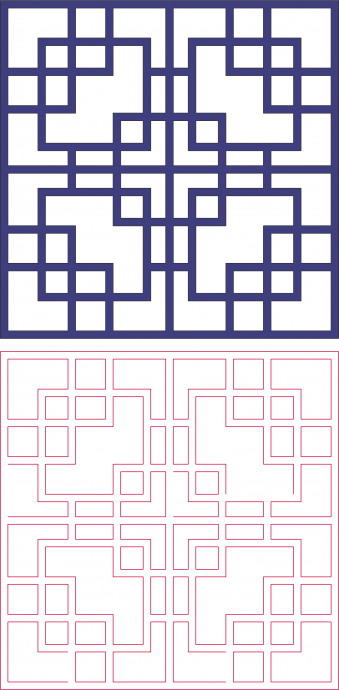 Скачать dxf - Орнамент китайские узоры китайский узор квадратный геометрические узоры