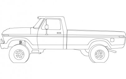 Скачать dxf - Трафарет джипа пикап раскраска автомобиль пикап раскраска машина