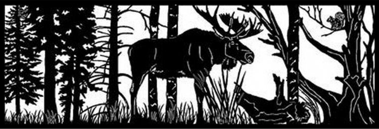 Иллюстрация олень в лесу черно белый трафарет лес силуэт лес