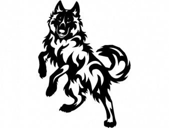 Скачать dxf - Татуировка волк трайбл волк фенрир волчица эскиз трайбл