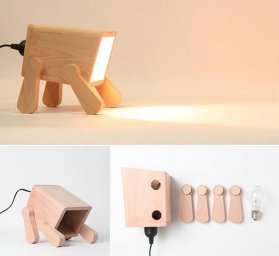 Игрушки деревянные деревянная лампа светильник деревянный лампа собачка из дерева