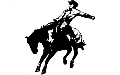 Скачать dxf - Иллюстрации ковбои черный трафарет родео ковбой на коне