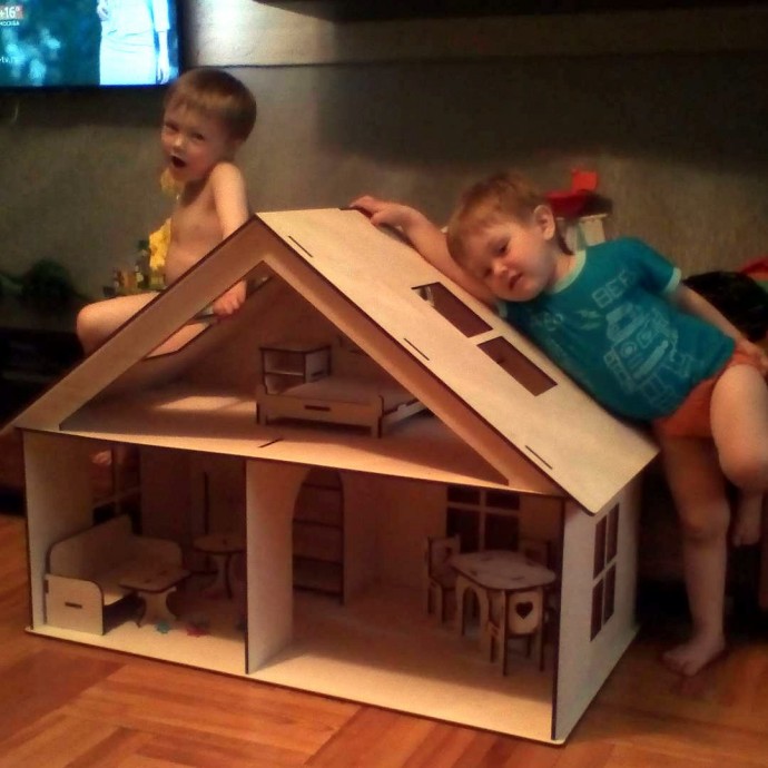 Скачать dxf - Фанерный кукольный домик кукольный домик деревянный кукольный домик